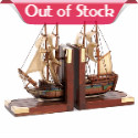 Classical nautical bookends lend an adventurous flair to your office, library or den! Beautifully outfitted with a highly detailed scale model sailing ship and handsome brass fittings for a look no seafaring soul can resist.