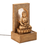 A gentle waterfall curtain is the perfect backdrop for Buddha’s tranquil form, making this sculptural fountain the ideal focal piece for any serene scene. Realistic faux stone styling adds a timeless look!