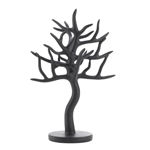 The many branches of this tree jewelry holder are ready for you to decorate with your necklaces, rings, earrings, and bracelets. The matte black finish of this sculptural jewelry stand will show off your beautiful jewelry while keeping it organized and within easy reach.