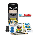 Batman holds onto your office supplies! This Batman DC Comics Can-Tivities Tin features The Caped Crusader as a cylindrical Can-Tivities can that comes with a Batman and Robin sticker sheet, 2 pencils, and 2 erasers. 