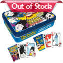 A perfect item for fans and card players alike. This quality hinged tin contains 2 decks of the Beatles' Yellow Submarine-themed playing cards. Each deck measures 3 1/2-inches tall x 2 1/2-inches wide and although the front of the cards are the same in both packs, the backs are different. Tin contains 52 different images from Yellow Submarine.