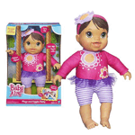 This interactive Baby Alive Plays and Giggles Baby Doll Brunette is just the baby for your little girl to experience the fun of real babies! She reacts to your little girl's movements, so she'll love discovering what the doll does when she cuddles or twirls her around. She loves to bounce and play, and she says fun things for your daughter to respond to, like "Bouncy, bouncy, bouncy!" And all the time she's playing, the giggling keeps going! Give your little girl a playtime gigglefest with this Plays and Giggles Baby doll!