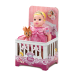 Baby Aurora is ready for her royal nap! Touch her tummy and shell close her eyes and snooze with her included stuffed animal toy. Shes wearing a pretty pink dress and matching tiara that your little princess is sure to love. 