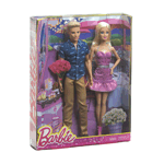 Barbie and Ken, together forever! This duo is ready for a night out, with Barbie dressed up in a pretty pink dress and Ken wearing khaki pants and print shirt. Its a great gift set to get your favorite little one. 