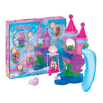 Taking a bath is more fun with this Barbie Splash N Slide Playset. This mermaids playground has a swing and slide, and it easily attaches to the bath wall with suction cups. It also includes 1 small mermaid doll and fashion ring for your little girl. Doll included. For ages 3 and up. 