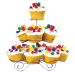 Create a delicious centerpiece of cupcakes with this wire stand. It holds 13 of your finest cupcakes and is perfect for birthday parties, bridal showers, and any celebration that calls for delightful treats. It fits a variety of cupcake sizes and is easy.