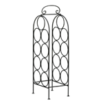 Show off your favorite wine with style and keep them within easy reach! This attractive metal display stand features a decorative top handle and holds nine bottles.