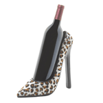 You have great taste and wine and shoes, and this is the best way to showcase your style! This high-fashion leopard-print high heel holds a standard bottle of wine in chic comfort on your table or counter. Wine bottle not included. 