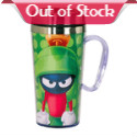 Conveniently sized to fit in most vehicle cup holders, it's the Looney Tunes Marvin the Martian Insulated Travel Mug with Handle! This Looney Tunes mug featuring the animated character can hold up to 15 ounces of liquid and keeps drinks hot or cold.