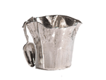 Serve your guests in style with this artisan ice bucket. Its modern shape, made from gleaming aluminum, makes a dramatic visual impact on your buffet or bar, and it comes with an equally artistic scoop that hangs perfectly from the side of the bucket for easy serving. 