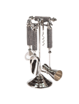 Be a homemade mixologist with this handsome bar tool set. Cane and nickel together make this set a lovely addition to your bar or buffet, and theyll help you serve up drinks in style. Set includes: Corkscrew, Jig, Bottle Opener, Ice Scoop and the stand. Hand wash only. 