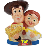 As helpful as Toy Story's Woody can be, his misadventures often land him in more trouble than he anticipated. That's why Jessie is here to rein him in, in this Toy Story Woody and Jessie Cookie Jar! Store your scrumptious goodies in this wonderfully designed 10 1/2-inch tall ceramic container that's modeled after the popular characters seen in Pixar's very first movie, Toy Story. Aren't they simply adorable? 