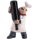 A pleasingly plump chef brings the classic image of the joyful gourmet to lovable life, adding merriment to your home— and holding a bottle of your favorite wine ready to enjoy!