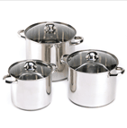 Cook up a plentiful portion of soups, stews and other culinary delights! Generous heavy-duty stock pots are fit for a professional chef, but priced just right for any household. A must-have for any gourmet kitchen!