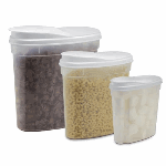 Now you have the perfect way to store your cereal, pasta, snacks and more! Three generous lidded containers let you pour the perfect portion every time, then snap closed in an instant to keep contents fresh.