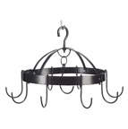 Organize your kitchen in a flash with this marvelous miniature pot rack! Ideal for small kitchens or to add instant storage to an unused corner, this handy circular rack holds six pots or utensils right at your fingertips.