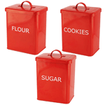 To prevent a future cookie emergency, open this canister and fill it with your favorite treats to keep them fresh and within reach! The red rectangular canister features "cookie" printed in white and a red lid with handle. Hand Wash Only.