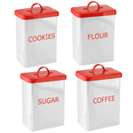 To prevent a future cookie emergency, open this canister and fill it with your favorite treats to keep them fresh and within reach! The white rectangular canister features "cookie" printed in red and a red lid with handle. Hand Wash Only. 