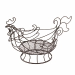 A delightful way to store and display a variety of decorative kitchen items. Curved copper-colored wire shapes an adorable rooster that supports a base of finer mesh. For decorative purposes only.