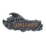 Give your guests a legendary welcome they won’t soon forget with this medieval welcome plaque mounted near the entrance of your castle. The plaque is finished in black with “welcome” in antique golden medieval lettering.