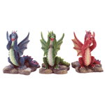 Three cute colorful dragons see, hear and speak no evil.