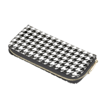 A timeless wallet that will always be in style, this attractive houndstooth wallet features a golden zipper to keep all your cards and cash secure. The black and white pattern will match just about any purse, and looks great when you carry it on its own!