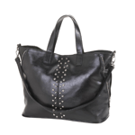 Take the expressway to undeniable style with this gorgeous tote on your arm. The black leatherette construction, oversize design, and stud detailing will make this your go-to bag for day and night. 