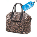 This wildly stylish bag will add some adventure to your everyday wardrobe. The leopard print body features black faux-leather accents and a golden lock charm. The shoulder strap is removable.